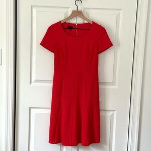 NWT Talbots Red-Orange A-Line Dress Short Sleeve Scoop Neck Pockets Size 2P